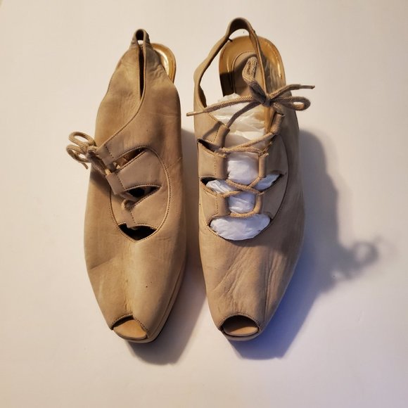 Vintage Charles Jordan Cream Suede Platform Ghillies Size 7 LAST CHANCE - Picture 2 of 6